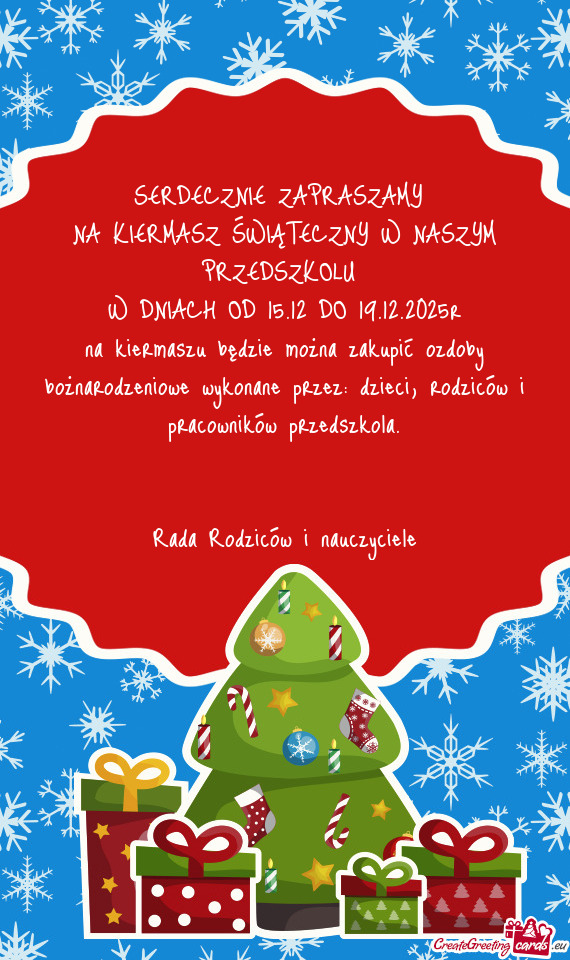 NA KIERMASZ ŚWIĄTECZNY W NASZYM PRZEDSZKOLU