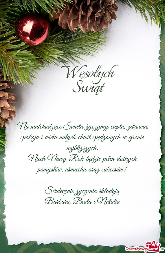 Na nadchodzące Święta życzymy ciepła, zdrowia, spokoju i wielu miłych chwil spędzonych w gron