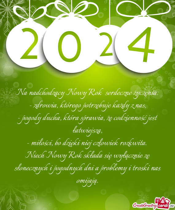 Na nadchodzący Nowy Rok serdeczne życzenia: