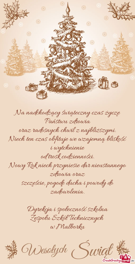 Na nadchodzący świąteczny czas życzę Państwu zdrowia