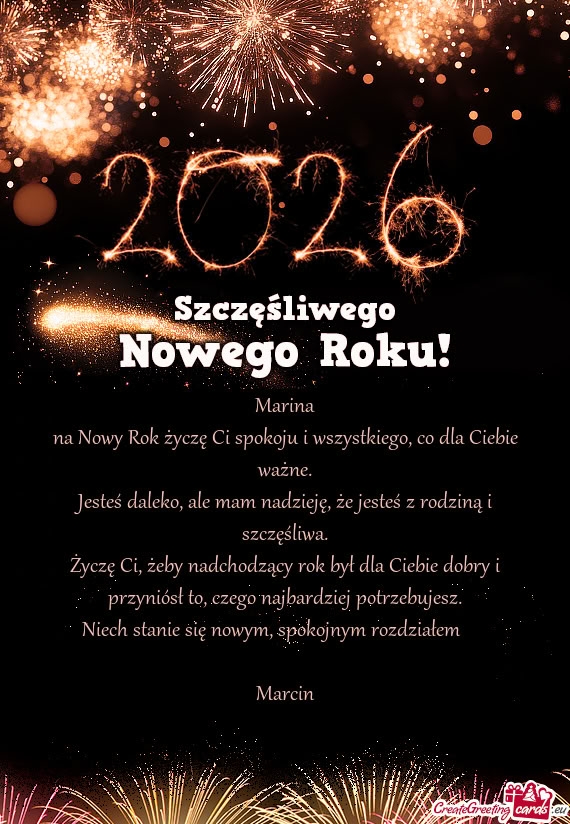 Na Nowy Rok życzę Ci spokoju i wszystkiego, co dla Ciebie ważne