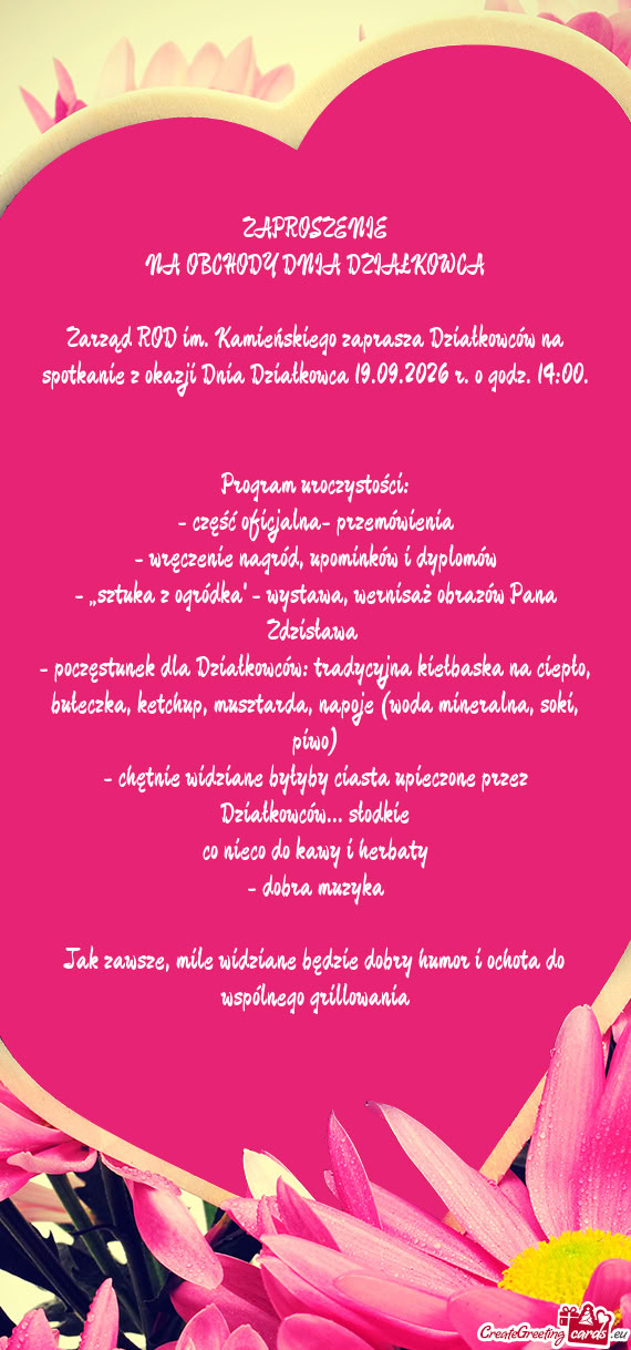 NA OBCHODY DNIA DZIAŁKOWCA