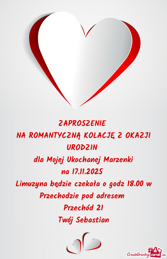 NA ROMANTYCZNĄ KOLACJĘ Z OKAZJI URODZIN