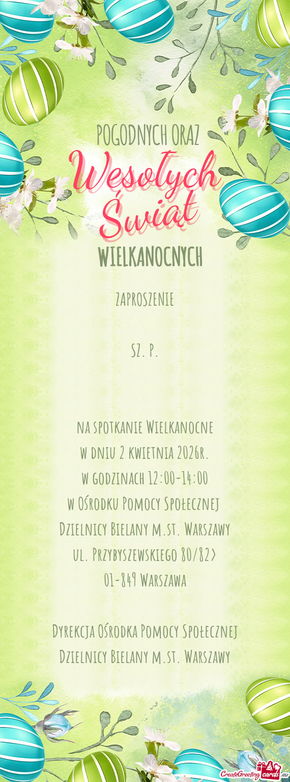 Na spotkanie Wielkanocne w dniu 2 kwietnia 2026r