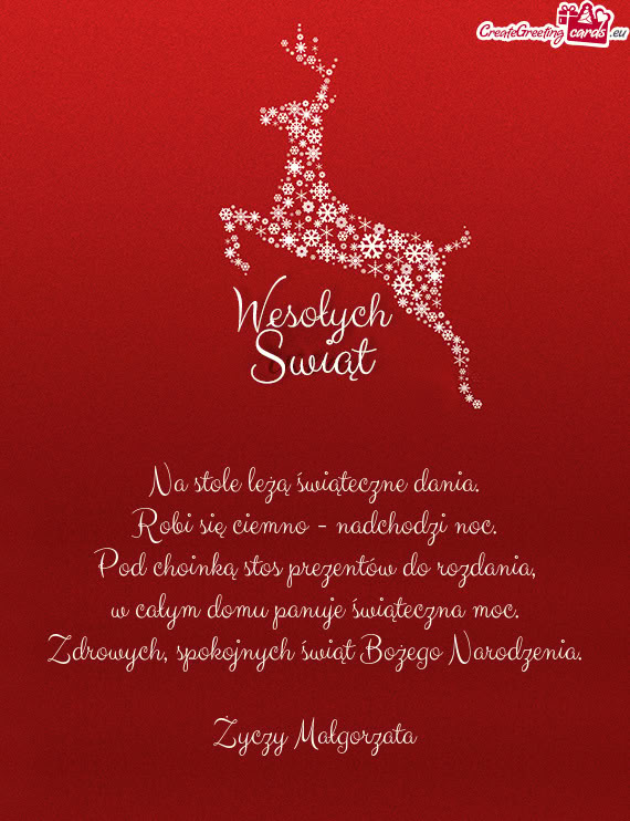 Na stole leżą świąteczne dania.  Robi się ciemno - nadchodzi noc.  Pod