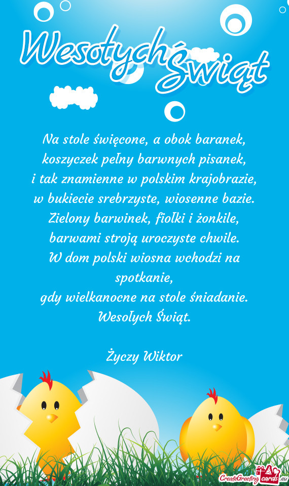 Na stole święcone, a obok baranek,  koszyczek pełny