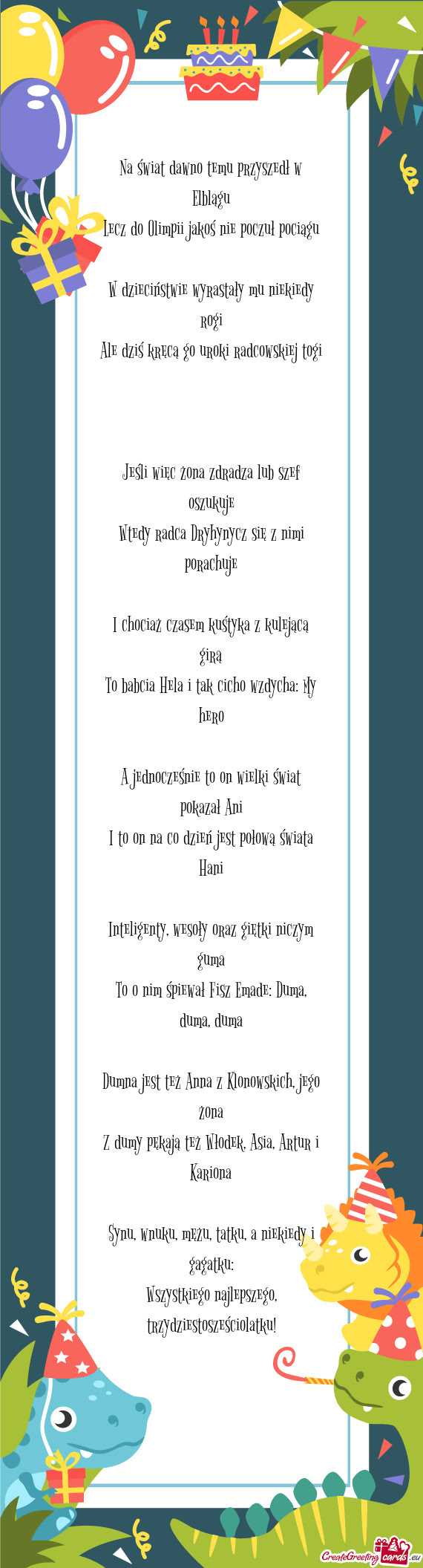 Na świat dawno temu przyszedł w Elblągu