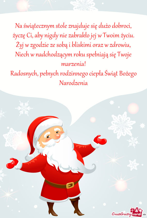 Na świątecznym stole znajduje się dużo dobroci,  życzę Ci, aby nigdy nie