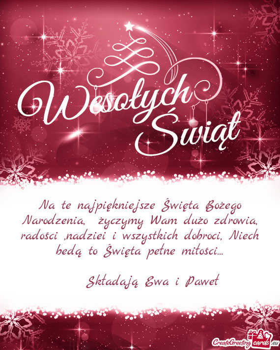 Na te najpiękniejsze Święta Bożego Narodzenia, życzymy Wam dużo zdrowia, radości ,nadziei i