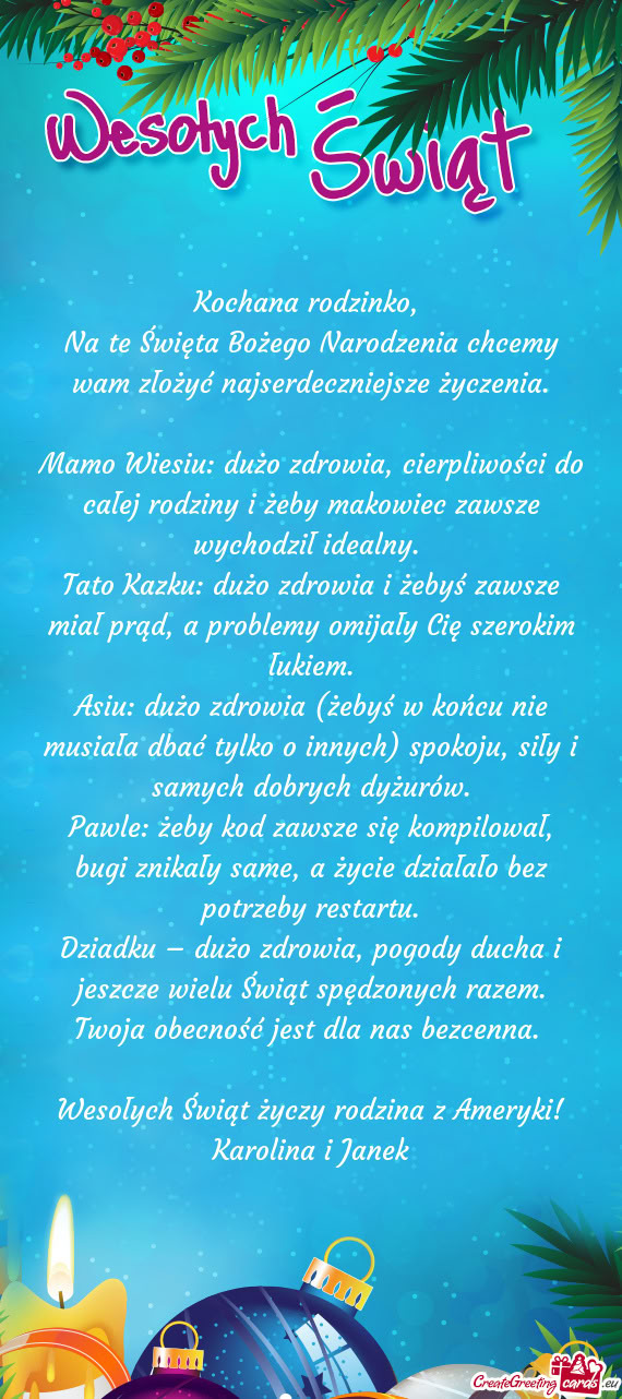 Na te Święta Bożego Narodzenia chcemy wam złożyć najserdeczniejsze życzenia
