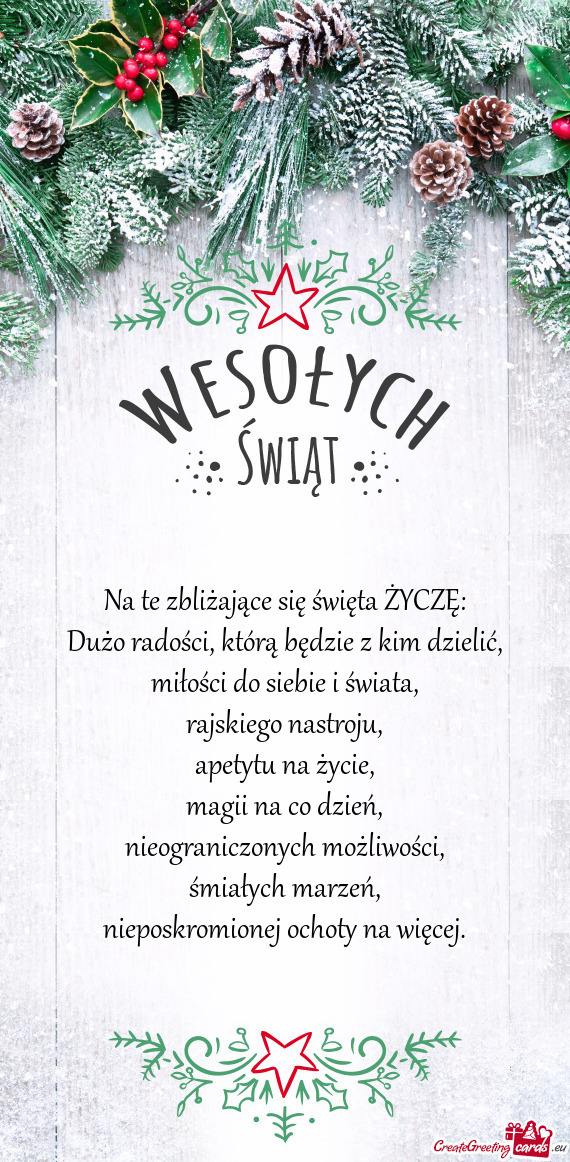 Na te zbliżające się święta ŻYCZĘ