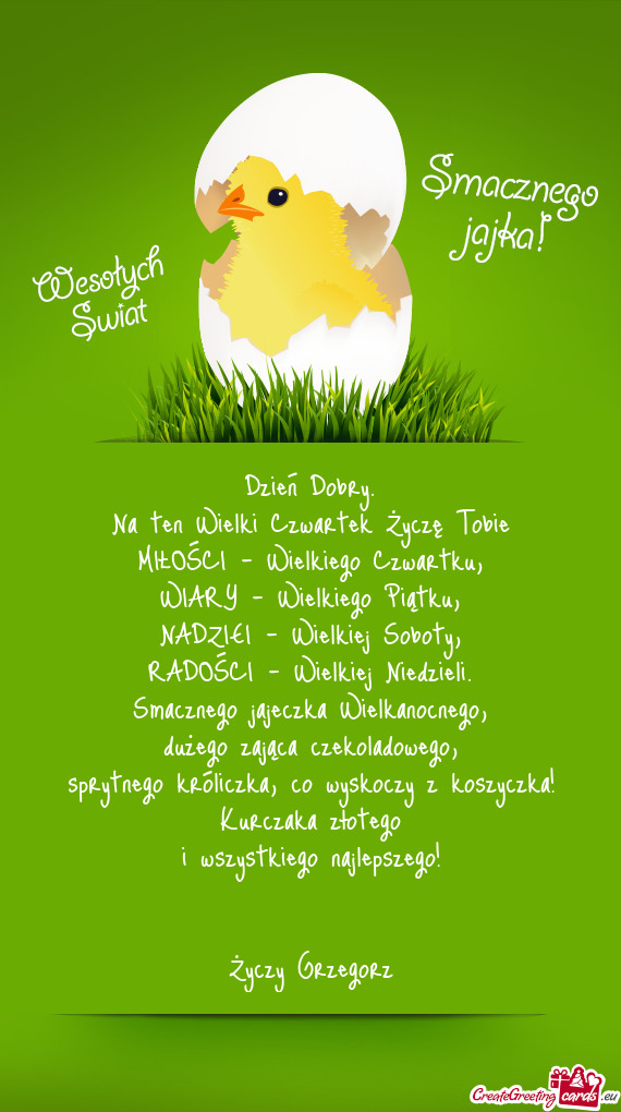 Na ten Wielki Czwartek Życzę Tobie MIŁOŚCI - Wielkiego Czwartku