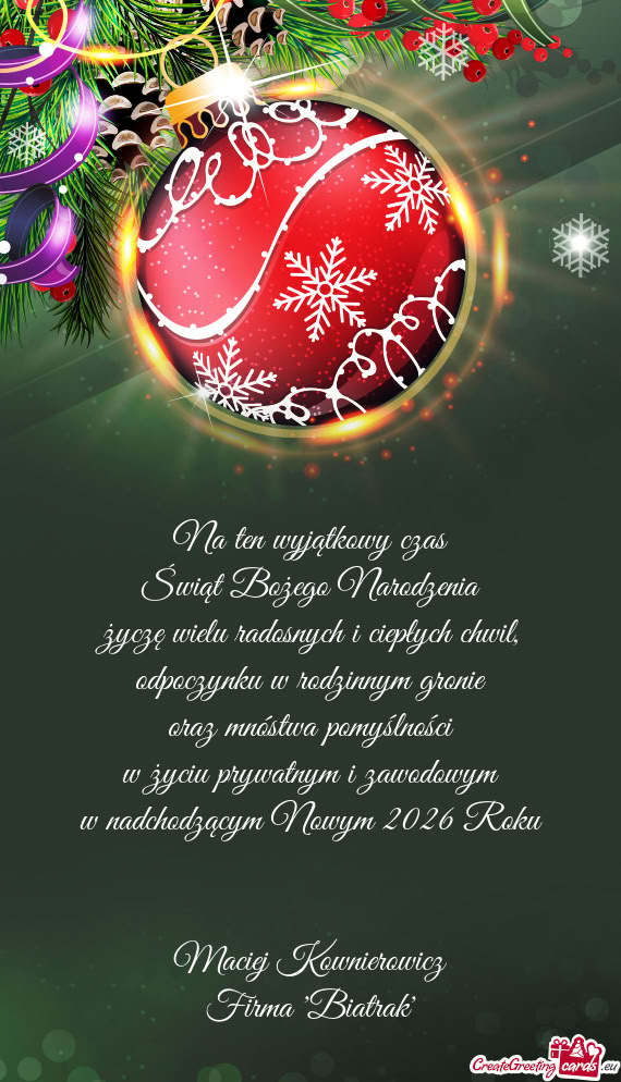 Na ten wyjątkowy czas