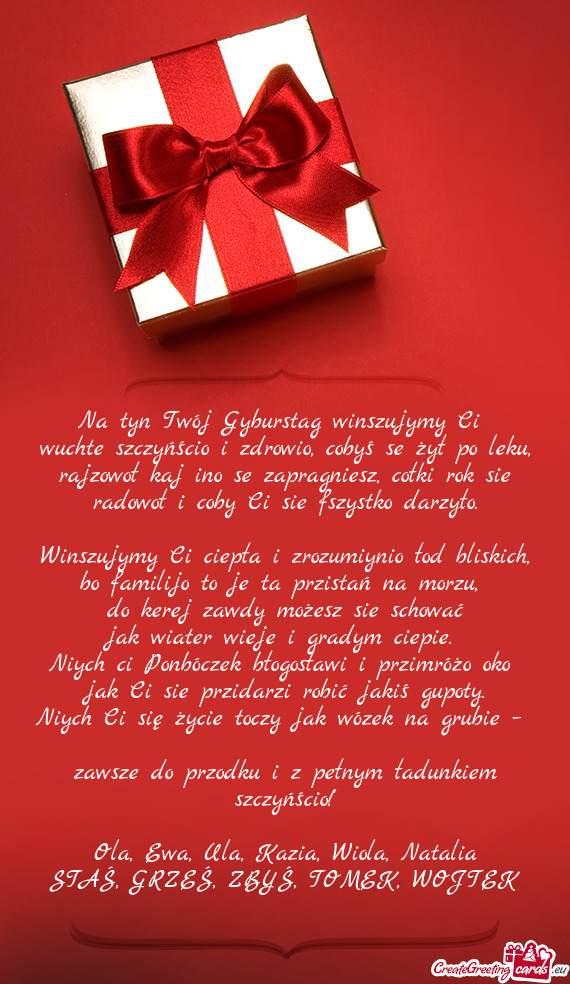 Na tyn Twój Gyburstag winszujymy Ci