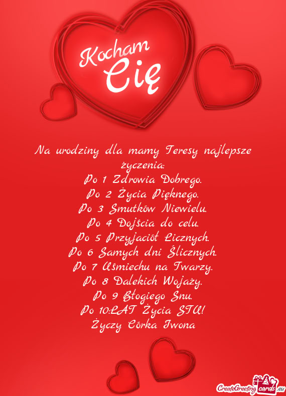 Na urodziny dla mamy Teresy najlepsze życzenia