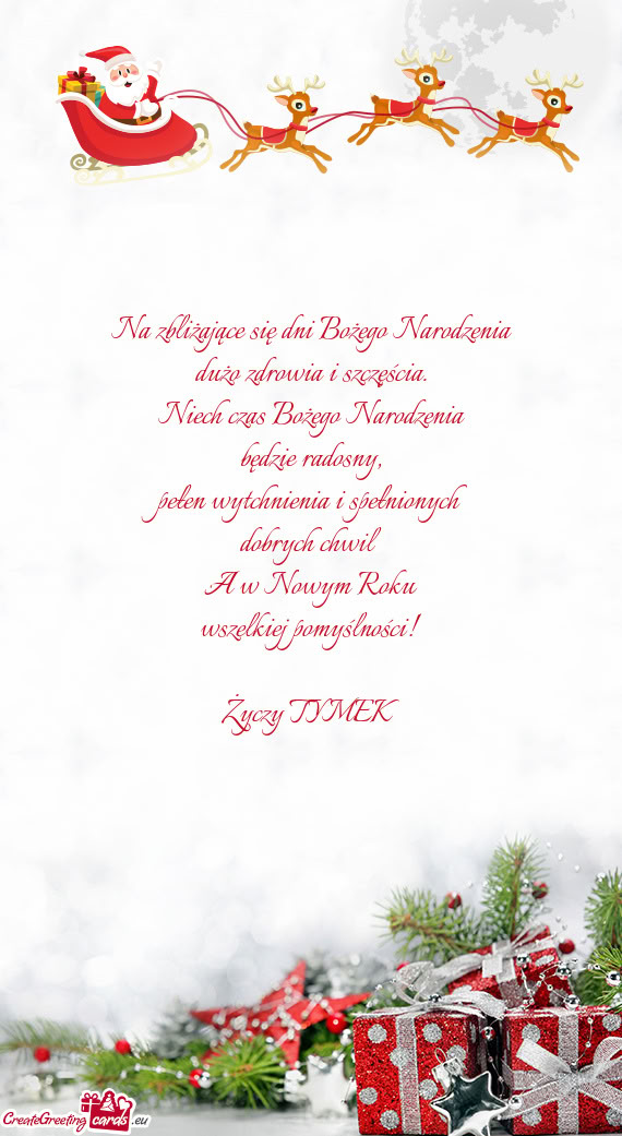 Na zbliżające się dni Bożego Narodzenia