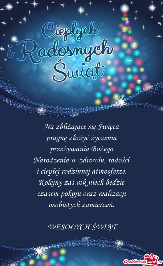 Na zbliżające się Święta pragnę złożyć życzenia przeżywania Bożego Narodzenia w zdrow