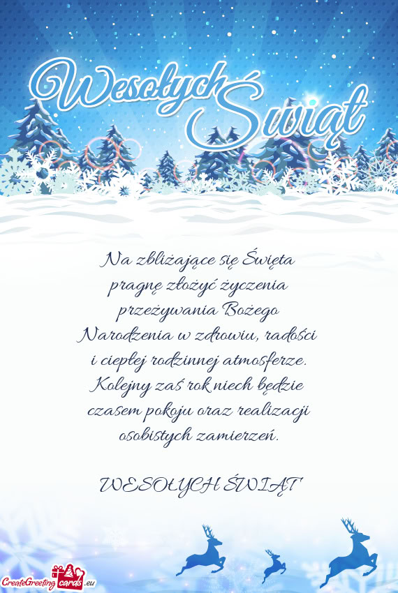 Na zbliżające się Święta  pragnę złożyć życzenia  przeżywania