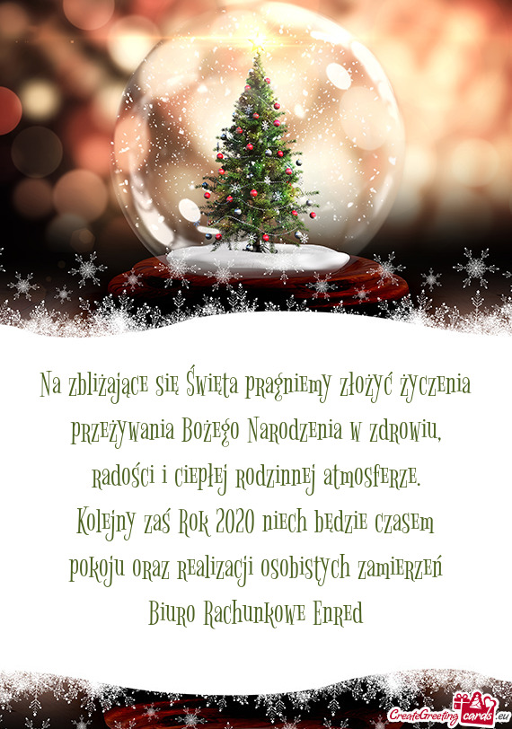 Na zbliżające się Święta pragniemy złożyć życzenia
 przeżywania Bożego Narodzenia w zdrow