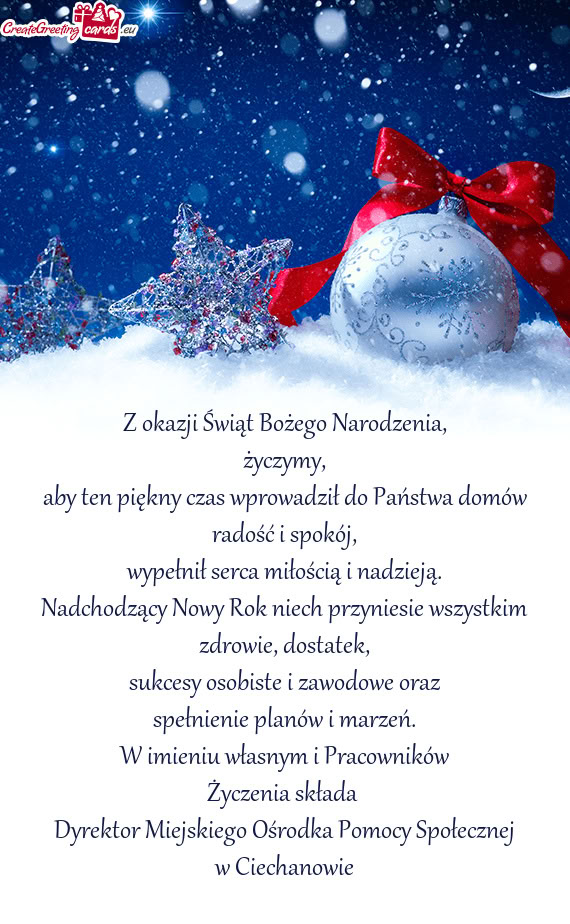 Nadchodzący Nowy Rok niech przyniesie wszystkim