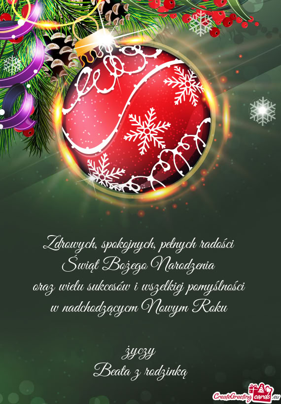 Nadchodzącycm Nowym Roku  życzy Beata z rodzinką
