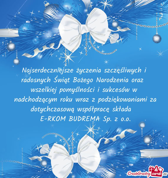 Nadchodzącym roku wraz z podziękowaniami za