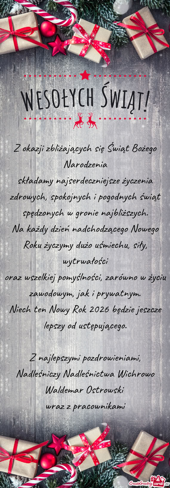 Nadleśniczy Nadleśnictwa Wichrowo Waldemar Ostrowski wraz z pracownikami
