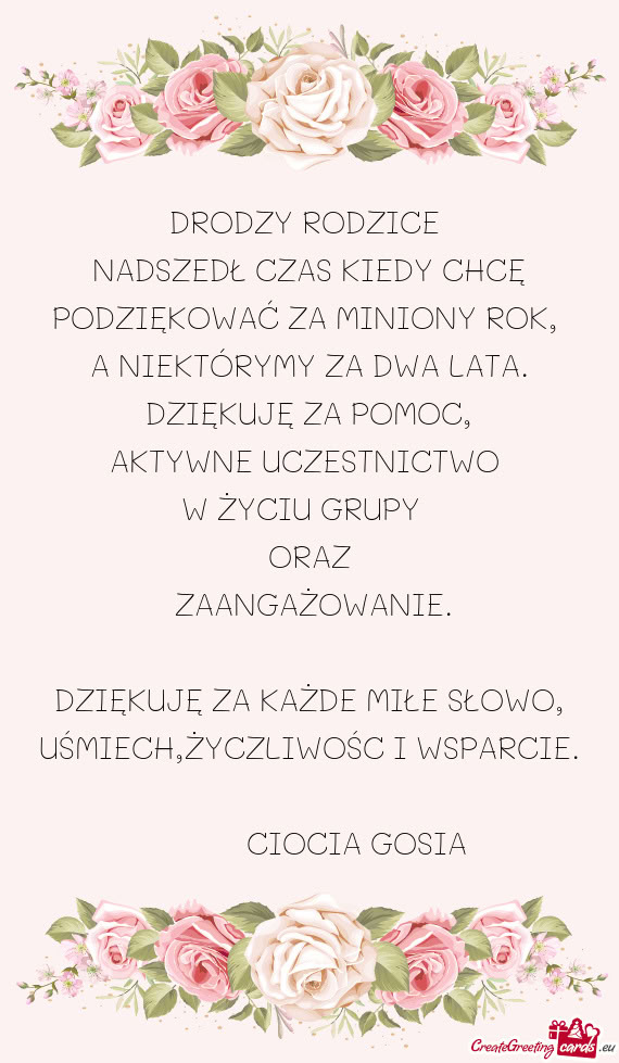 NADSZEDŁ CZAS KIEDY CHCĘ PODZIĘKOWAĆ ZA MINIONY ROK