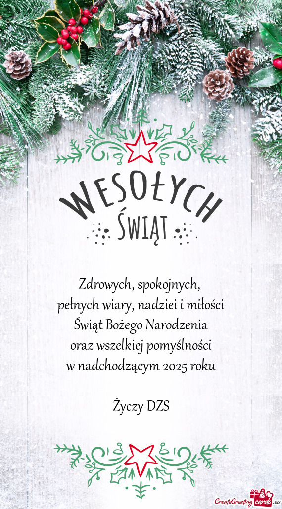 Nadziei i miłości Świąt Bożego Narodzenia oraz wszelkiej pomyślności w nadchodzącym 2025