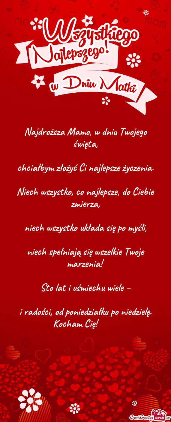 Najdroższa Mamo, w dniu Twojego święta