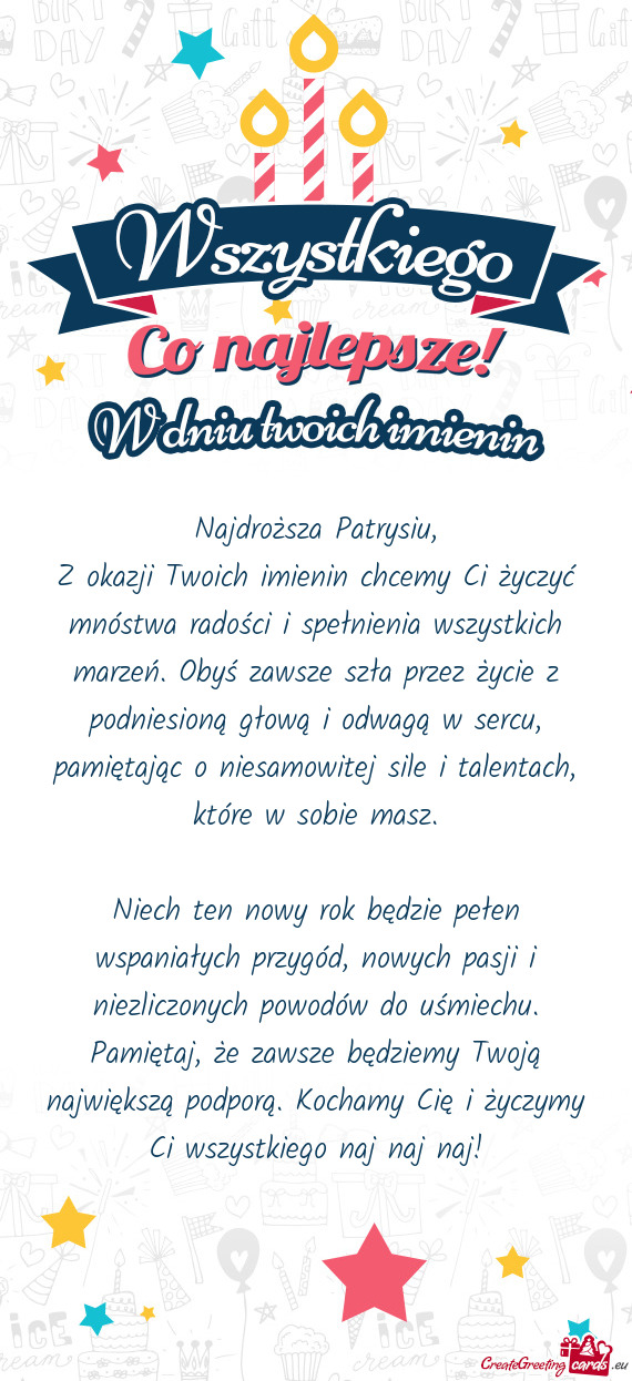 Najdroższa Patrysiu