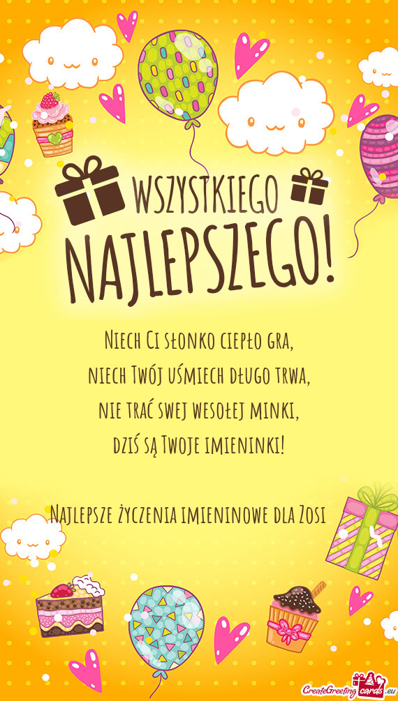 Najlepsze życzenia imieninowe dla Zosi 🎁🎉