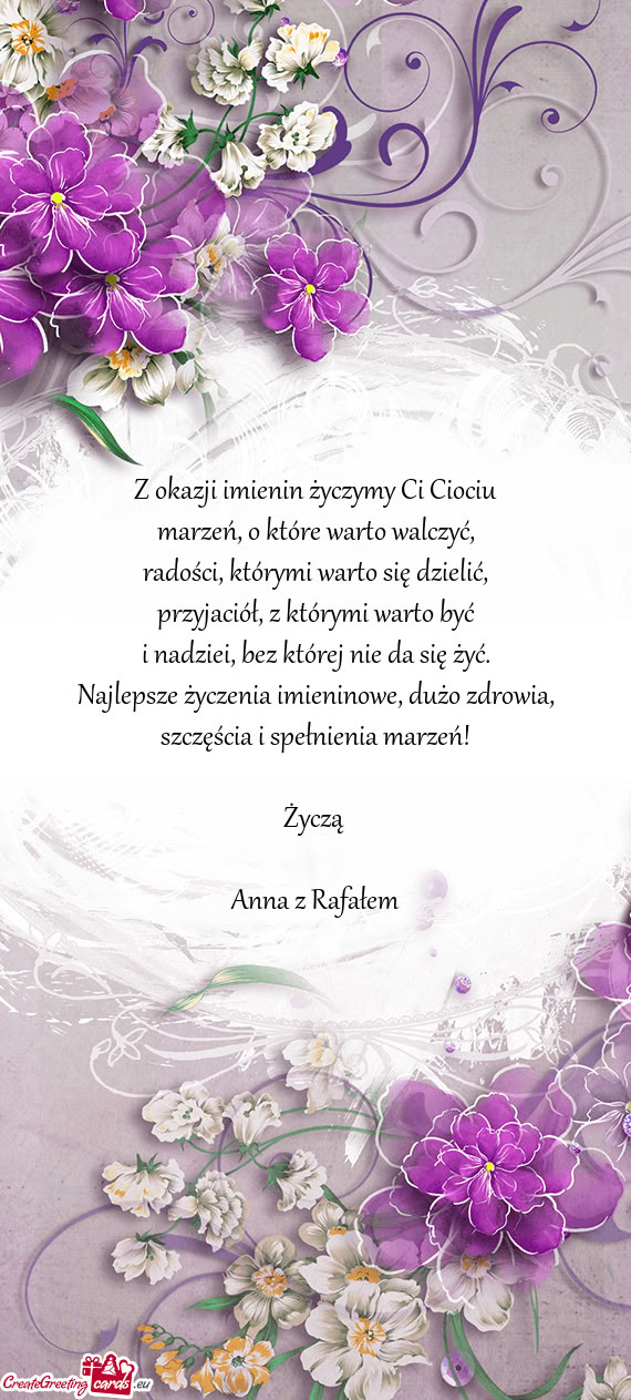 Najlepsze życzenia imieninowe, dużo zdrowia, szczęścia i spełnienia marzeń