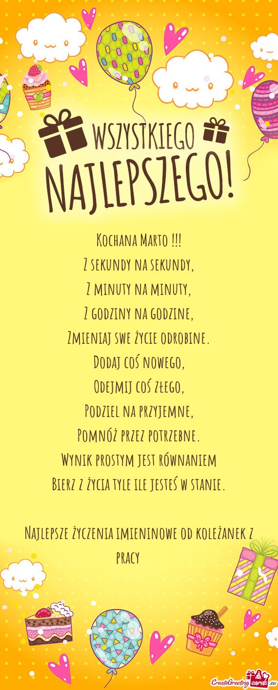 Najlepsze życzenia imieninowe od koleżanek z pracy 😘😘😘