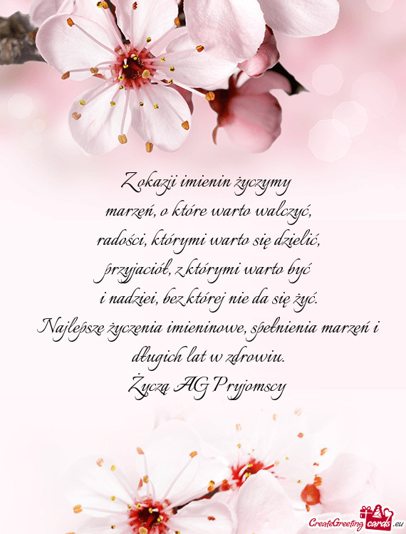 Najlepsze życzenia imieninowe, spełnienia marzeń i długich lat w zdrowiu