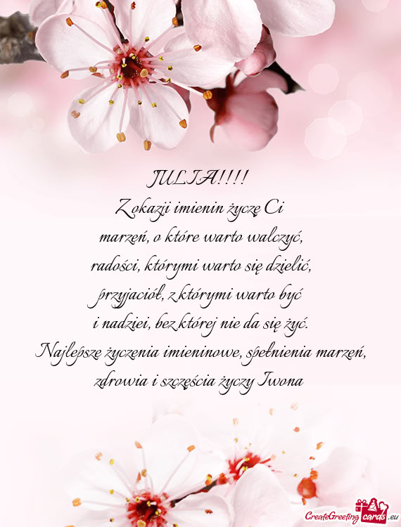 Najlepsze życzenia imieninowe, spełnienia marzeń, zdrowia i szczęścia Iwona🥳