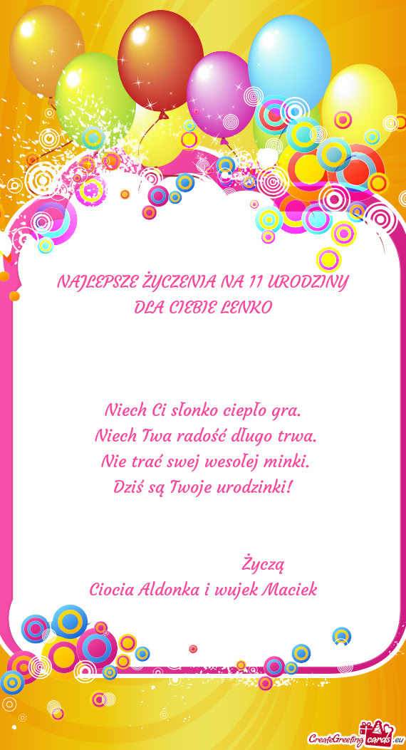 NAJLEPSZE ŻYCZENIA NA 11 URODZINY