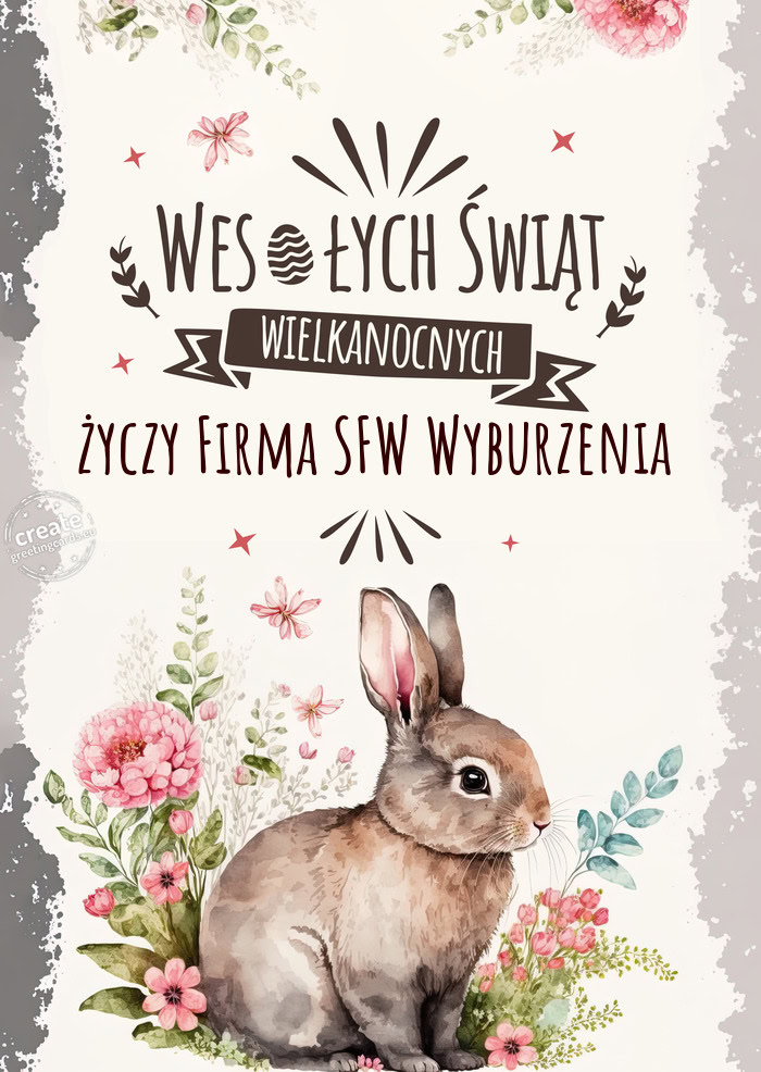 Najlepsze życzenia od zajączka dla Ciebie - Firma SFW Wyburzenia