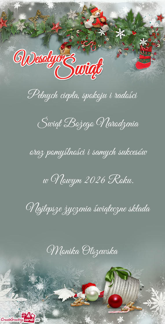 Najlepsze życzenia świąteczne składa Monika Olszewska