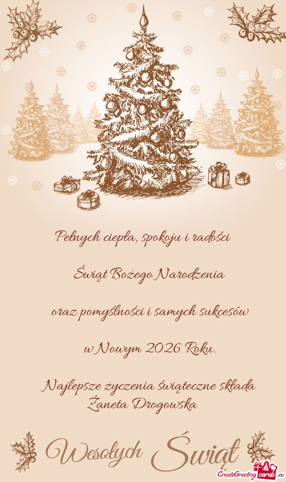Najlepsze życzenia świąteczne składa Żaneta Drogowska