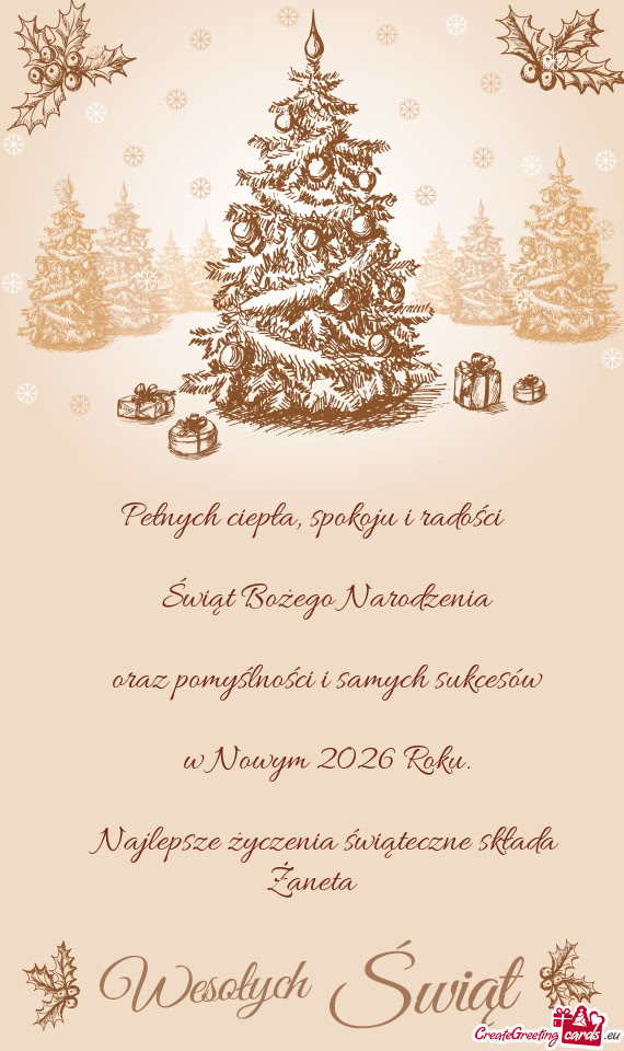 Najlepsze życzenia świąteczne składa Żaneta