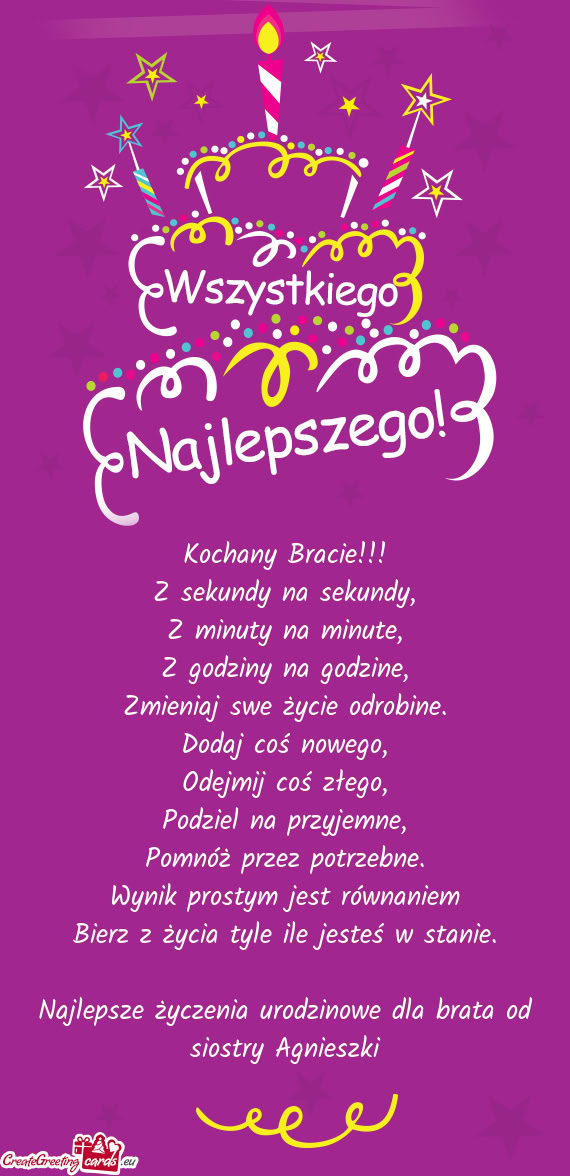 Najlepsze życzenia urodzinowe dla brata od siostry Agnieszki