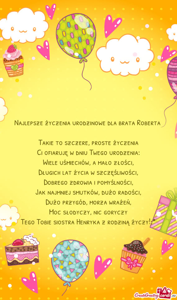 Najlepsze życzenia urodzinowe dla brata Roberta