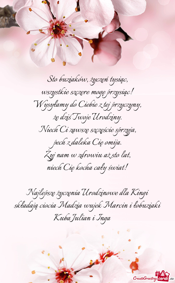 Najlepsze życzenia Urodzinowe dla Kingi