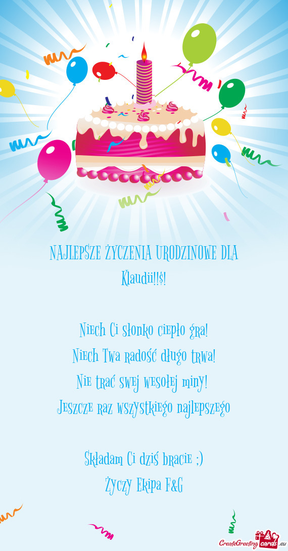 NAJLEPSZE ŻYCZENIA URODZINOWE DLA Klaudii!!$%&