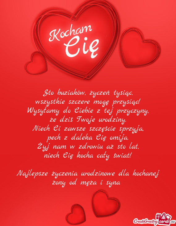 Najlepsze życzenia urodzinowe dla kochanej żony od męża i syna😘