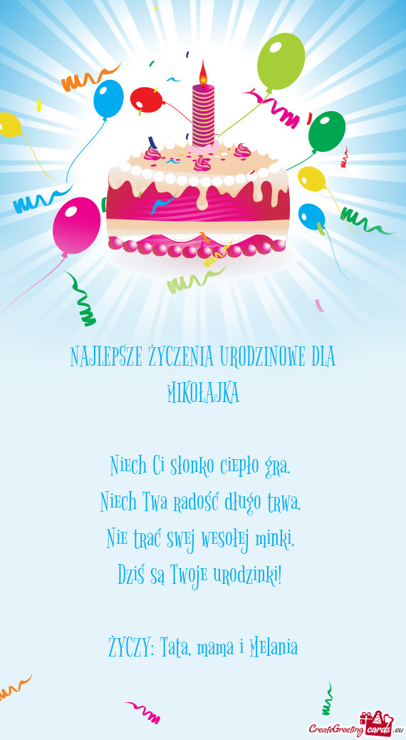 NAJLEPSZE ŻYCZENIA URODZINOWE DLA MIKOŁAJKA