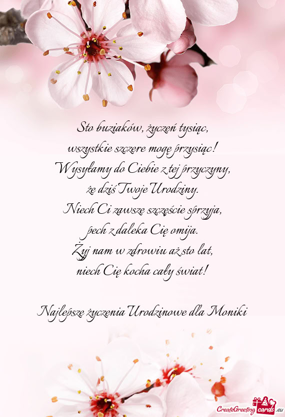 Najlepsze życzenia Urodzinowe dla Moniki
