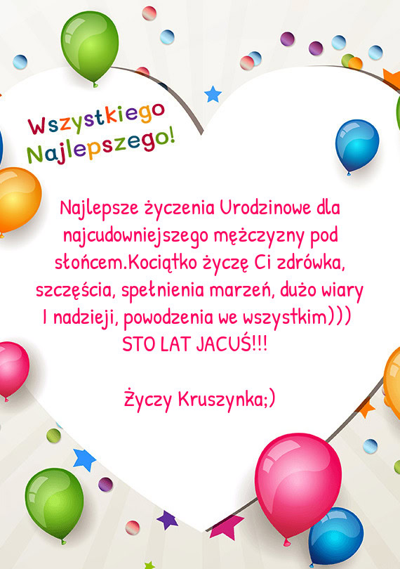 Najlepsze życzenia Urodzinowe dla najcudowniejszego mężczyzny pod słońcem.Kociątko życzę Ci