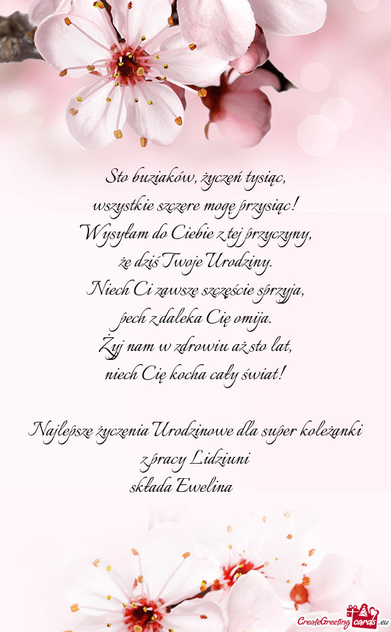 Najlepsze życzenia Urodzinowe dla super koleżanki z pracy Lidziuni